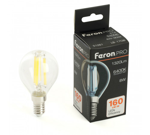 Лампа светодиодная Feron LB-1708 E14 8W 6400K 51261 Лампа светодиодная Feron LB-1708 E14 8W 6400K 51261