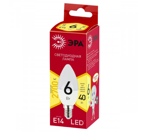 Лампа светодиодная Эра E14 6W 2700K LED B35-6W-827-E14 R Б0052383
