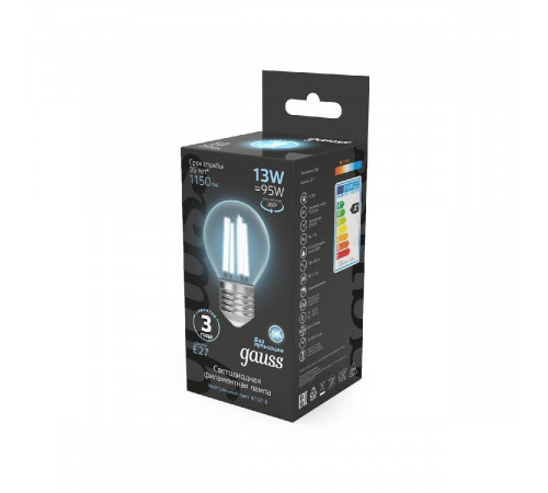 Лампа светодиодная Gauss Filament E27 13W 4100K 105802213 Лампа светодиодная Gauss Filament E27 13W 4100K 105802213