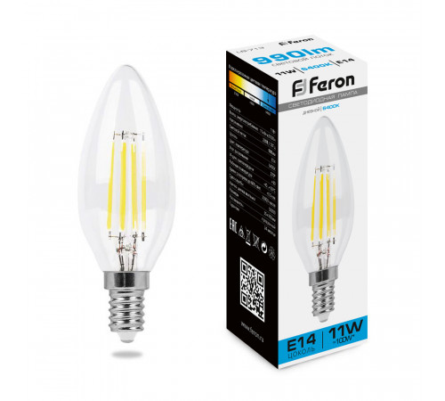 Лампа светодиодная Feron LB-713 Свеча E14 11W 6400K 38231