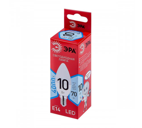 Лампа светодиодная ЭРА E14 10W 4000K матовая LED B35-10W-840-E14 R Б0049642 Лампа светодиодная ЭРА E14 10W 4000K матовая LED B35-10W-840-E14 R Б0049642