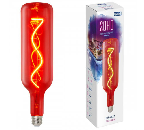 Лампа светодиодная Uniel LED-SF21-5W/SOHO/E27/CW RED GLS77RD UL-00007626 Лампа светодиодная Uniel LED-SF21-5W/SOHO/E27/CW RED GLS77RD UL-00007626