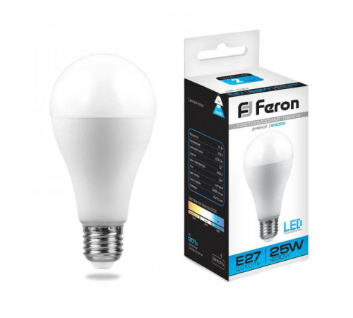Лампа светодиодная Feron E27 25W 6400K Шар Матовая LB-100 25792 Лампа светодиодная Feron E27 25W 6400K Шар Матовая LB-100 25792