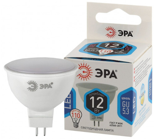 Лампа светодиодная Эра GU5.3 12W 4000K LED MR16-12W-840-GU5.3 Б0040888 Лампа светодиодная Эра GU5.3 12W 4000K LED MR16-12W-840-GU5.3 Б0040888