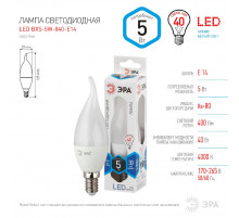 Лампа светодиодная Эра E14 5W 4000K LED BXS-5W-840-E14 Б0027968