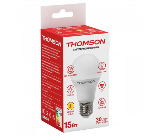 Лампа светодиодная Thomson E27 15W 3000K груша матовая TH-B2009 Лампа светодиодная Thomson E27 15W 3000K груша матовая TH-B2009