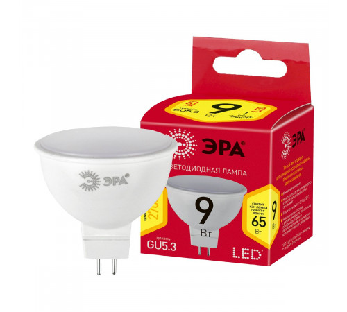 Лампа светодиодная Эра GU5.3 9W 2700K LED MR16-9W-827-GU5.3 R Б0054239 Лампа светодиодная Эра GU5.3 9W 2700K LED MR16-9W-827-GU5.3 R Б0054239