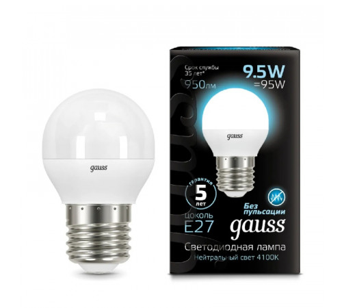 Лампа светодиодная Gauss E27 9.5W 4100K матовая 105102210 Лампа светодиодная Gauss E27 9.5W 4100K матовая 105102210