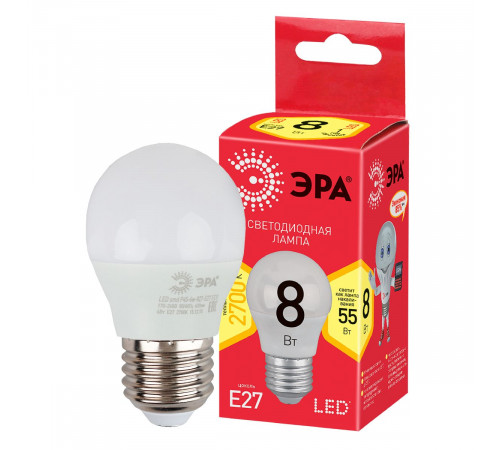 Лампа светодиодная Эра E27 8W 2700K LED P45-8W-827-E27 R Б0053028