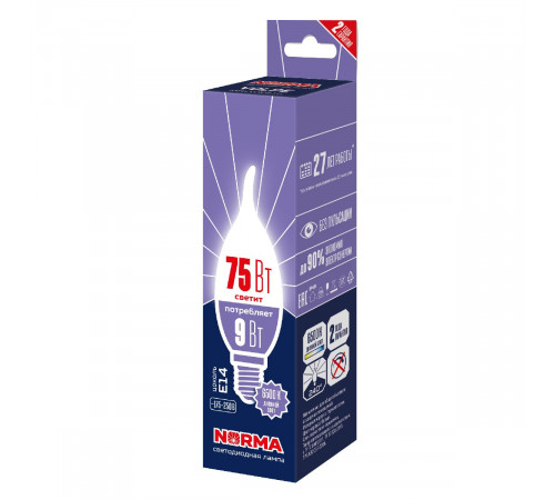 Лампа светодиодная Volpe Norma LED-CW37-9W/6500K/E14/FR/NR UL-00010990 Лампа светодиодная Volpe Norma LED-CW37-9W/6500K/E14/FR/NR UL-00010990