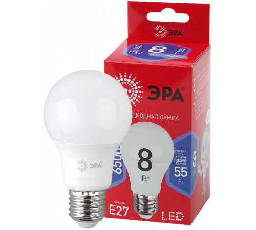 Лампа светодиодная Эра E27 8W 6500K LED A60-8W-865-E27 R Б0045323 Лампа светодиодная Эра E27 8W 6500K LED A60-8W-865-E27 R Б0045323