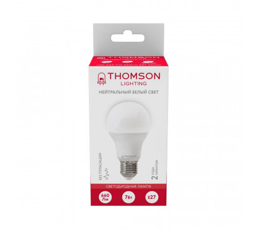 Лампа светодиодная Thomson E27 7W 4000K груша матовая TH-B2002 Лампа светодиодная Thomson E27 7W 4000K груша матовая TH-B2002