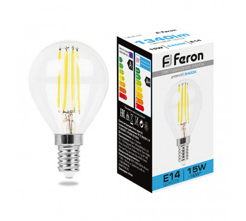 Лампа светодиодная Feron LB-515 Шарик E14 15W 6400K 38251 Лампа светодиодная Feron LB-515 Шарик E14 15W 6400K 38251