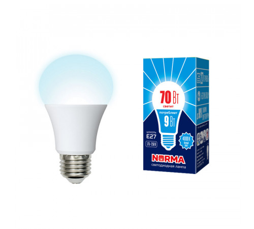 Лампа светодиодная Volpe Norma LED-A60-9W/4000K/E27/FR/NR картон UL-00005623 Лампа светодиодная Volpe Norma LED-A60-9W/4000K/E27/FR/NR картон UL-00005623