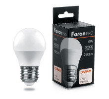 Лампа светодиодная Feron E27 9W 4000K шар матовый LB-1409 38081
