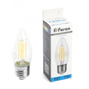 Лампа светодиодная Feron LB-66 Свеча E27 7W 6400K 38272