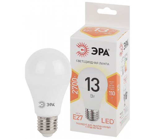 Лампа светодиодная Эра E27 13W 2700K LED A60-13W-827-E27 Б0020536 Лампа светодиодная Эра E27 13W 2700K LED A60-13W-827-E27 Б0020536