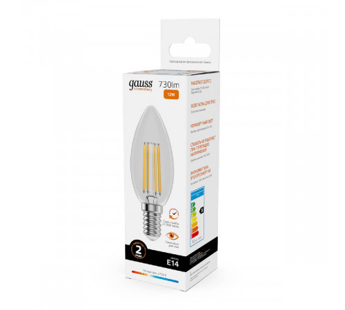 Лампа светодиодная Gauss Filament Elementary E14 12W 2700K 32112