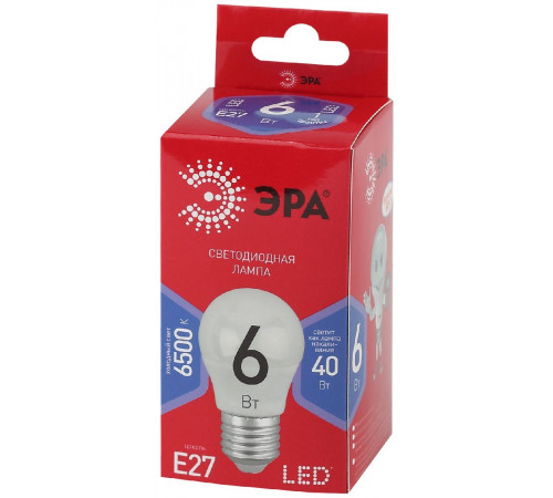 Лампа светодиодная Эра E27 6W 6500K LED P45-6W-865-E27 R Б0045357 Лампа светодиодная Эра E27 6W 6500K LED P45-6W-865-E27 R Б0045357