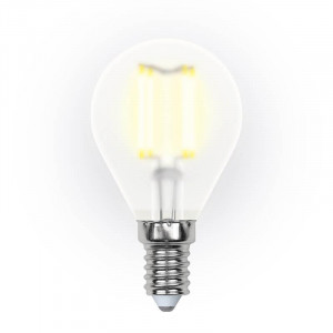 Лампа светодиодная филаментная (UL-00000303) Uniel E14 6W 3000K матовая LED-G45-6W/WW/E14/FR PLS02WH