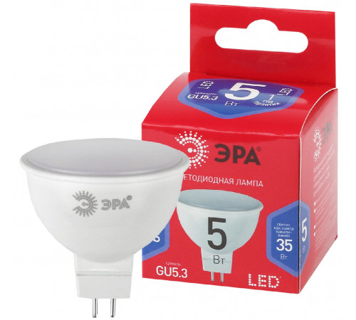 Лампа светодиодная Эра GU5.3 5W 6500K LED MR16-5W-865-GU5.3 R Б0045349