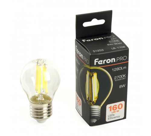 Лампа светодиодная Feron LB-1708 E27 8W 2700K 51253 Лампа светодиодная Feron LB-1708 E27 8W 2700K 51253