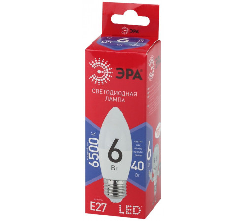 Лампа светодиодная Эра E27 6W 6500K LED B35-6W-865-E27 R Б0045340 Лампа светодиодная Эра E27 6W 6500K LED B35-6W-865-E27 R Б0045340