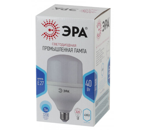 Лампа светодиодная Эра E27 40W 4000K LED POWER T120-40W-4000-E27 Б0027005 Лампа светодиодная Эра E27 40W 4000K LED POWER T120-40W-4000-E27 Б0027005