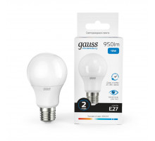 Лампа светодиодная Gauss E27 10W 6500K груша матовая 23230