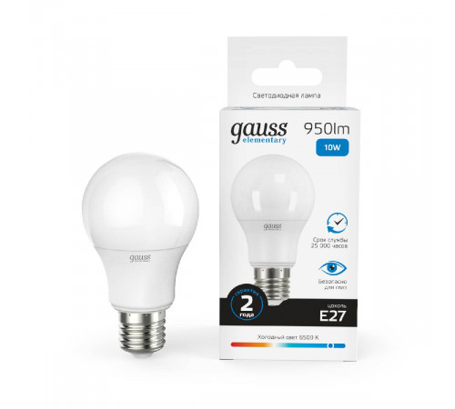Лампа светодиодная Gauss E27 10W 6500K груша матовая 23230 Лампа светодиодная Gauss E27 10W 6500K груша матовая 23230