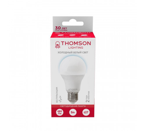 Лампа светодиодная Thomson E27 5W 6500K груша матовая TH-B2300