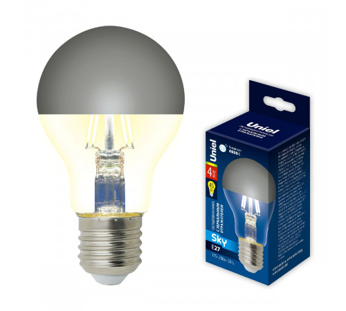 Лампа светодиодная Uniel Sky LED-A60-4W/4000K/E27/CL MIRROR/CHROME PLS02WH UL-00011796 Лампа светодиодная Uniel Sky LED-A60-4W/4000K/E27/CL MIRROR/CHROME PLS02WH UL-00011796