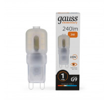 Лампа светодиодная Gauss G9 3W 3000К прозрачная 14913
