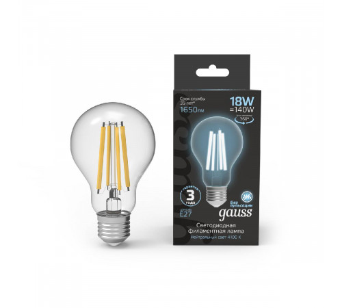 Лампа светодиодная Gauss Filament E27 18W 4100K 102902218 Лампа светодиодная Gauss Filament E27 18W 4100K 102902218