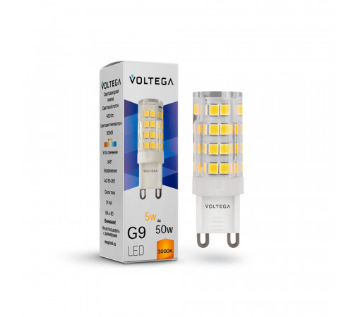 Лампа светодиодная Voltega Simple Capsule 5W 3000K G9 7185 Лампа светодиодная Voltega Simple Capsule 5W 3000K G9 7185