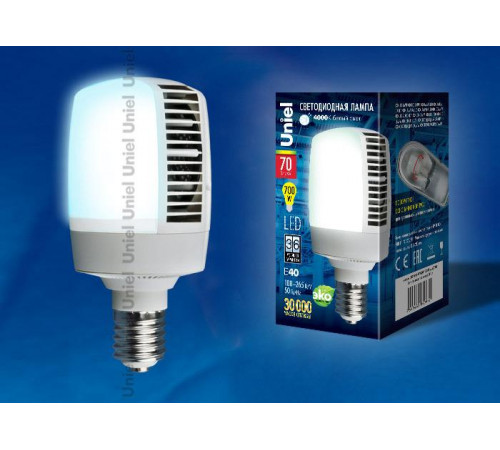 Лампа светодиодная (UL-00001812) Uniel E40 70W 6500K матовая LED-M105-70W/DW/E40/FR ALV02WH Лампа светодиодная (UL-00001812) Uniel E40 70W 6500K матовая LED-M105-70W/DW/E40/FR ALV02WH
