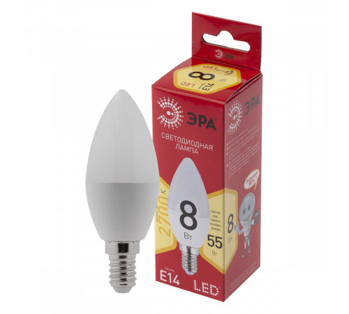 Лампа светодиодная Эра E14 8W 2700K LED B35-8W-827-E14 R Б0050694 Лампа светодиодная Эра E14 8W 2700K LED B35-8W-827-E14 R Б0050694