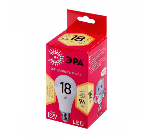 Лампа светодиодная Эра E27 18W 2700K LED A65-18W-827-E27 R Б0051850 Лампа светодиодная Эра E27 18W 2700K LED A65-18W-827-E27 R Б0051850