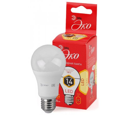Лампа светодиодная Эра Е27 14W 2700K ECO LED A60-14W-827-E27 груша Б0030028 Лампа светодиодная Эра Е27 14W 2700K ECO LED A60-14W-827-E27 груша Б0030028