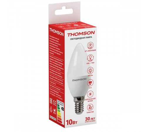 Лампа светодиодная Thomson E14 10W 4000K свеча матовая TH-B2018 Лампа светодиодная Thomson E14 10W 4000K свеча матовая TH-B2018