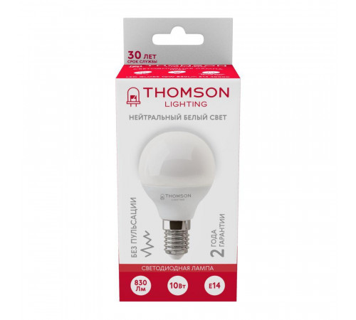 Лампа светодиодная Thomson E14 10W 4000K шар матовый TH-B2036 Лампа светодиодная Thomson E14 10W 4000K шар матовый TH-B2036