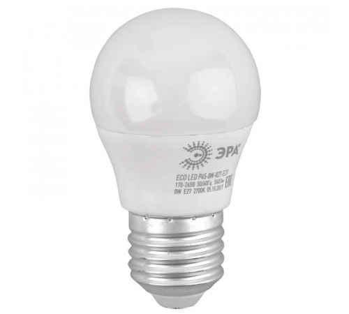 Лампа светодиодная ЭРА E27 8W 2700K матовая ECO LED P45-8W-827-E27 Б0030024 Лампа светодиодная ЭРА E27 8W 2700K матовая ECO LED P45-8W-827-E27 Б0030024