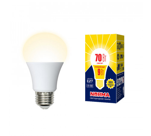 Лампа светодиодная Volpe Norma LED-A60-9W/3000K/E27/FR/NR картон UL-00005622 Лампа светодиодная Volpe Norma LED-A60-9W/3000K/E27/FR/NR картон UL-00005622