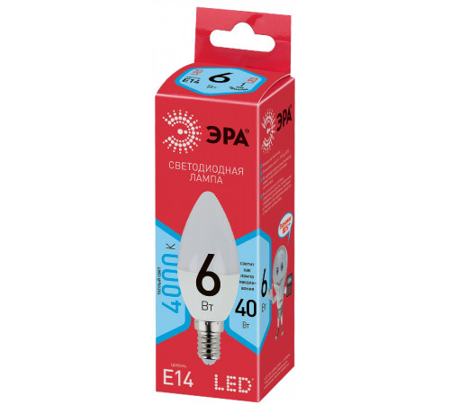 Лампа светодиодная Эра E14 6W 4000K LED B35-6W-840-E14 R Б0051057