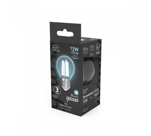Лампа светодиодная Gauss Filament E27 13W 4100K 105802213 Лампа светодиодная Gauss Filament E27 13W 4100K 105802213