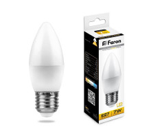 Лампа светодиодная Feron E27 7W 2700K Свеча Матовая LB-97 25758