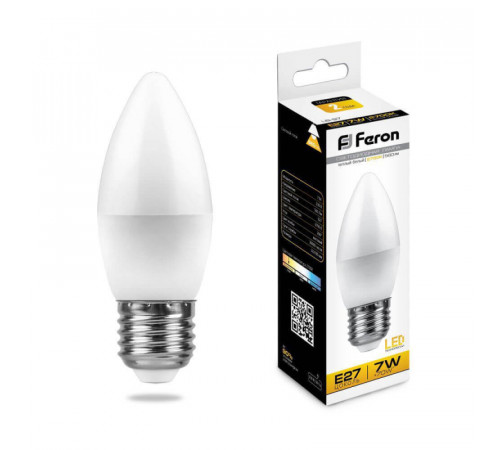 Лампа светодиодная Feron E27 7W 2700K Свеча Матовая LB-97 25758 Лампа светодиодная Feron E27 7W 2700K Свеча Матовая LB-97 25758