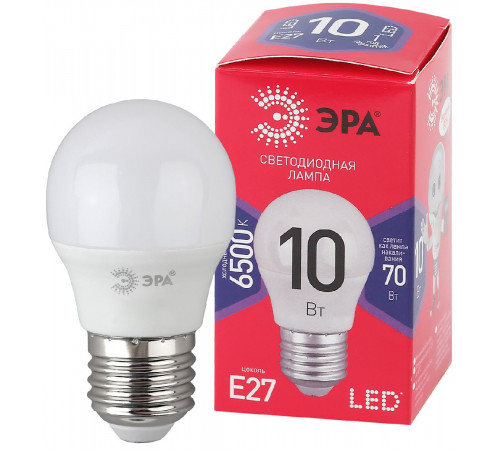 Лампа светодиодная Эра E27 10W 6500K LED P45-10W-865-E27 R Б0045355 Лампа светодиодная Эра E27 10W 6500K LED P45-10W-865-E27 R Б0045355