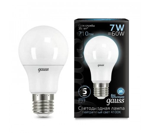 Лампа светодиодная Gauss E27 7W 4100K матовая 102502207 Лампа светодиодная Gauss E27 7W 4100K матовая 102502207