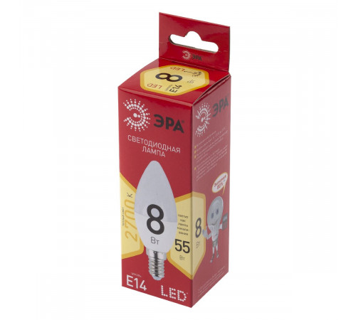 Лампа светодиодная Эра E14 8W 2700K LED B35-8W-827-E14 R Б0050694 Лампа светодиодная Эра E14 8W 2700K LED B35-8W-827-E14 R Б0050694